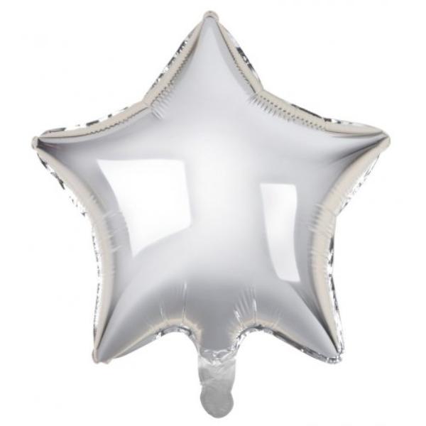 Silver Decrotex Star Foil Balloon - 1.8cm