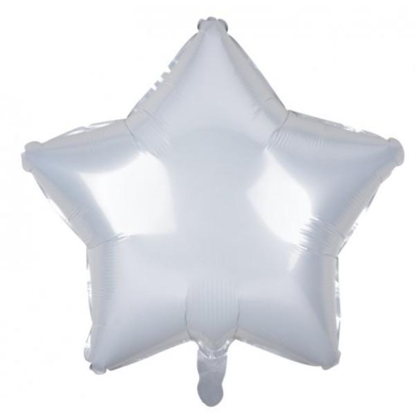 White Decrotex Star Foil Balloon - 1.8cm