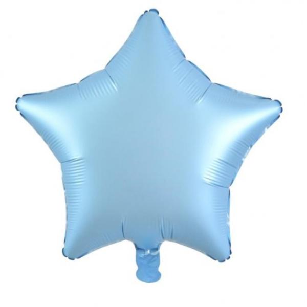 Matt Pastel Blue Decrotex Star Foil Balloon - 1.8cm