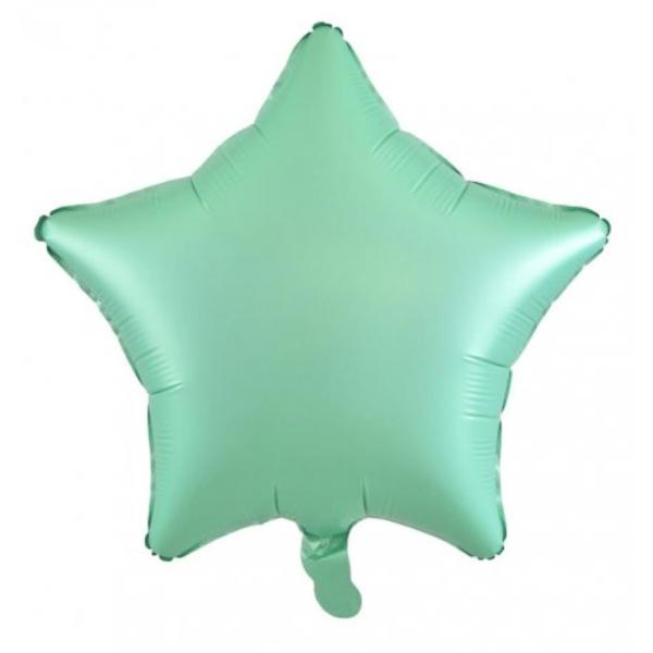 Matt Pastel Mint Decrotex Star Foil Balloon - 45cm