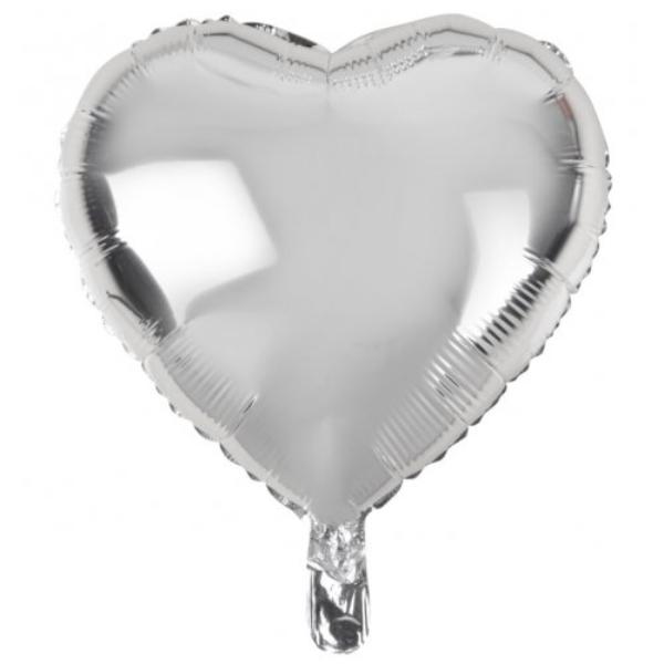 Silver Decrotex Heart Foil Balloon - 45cm