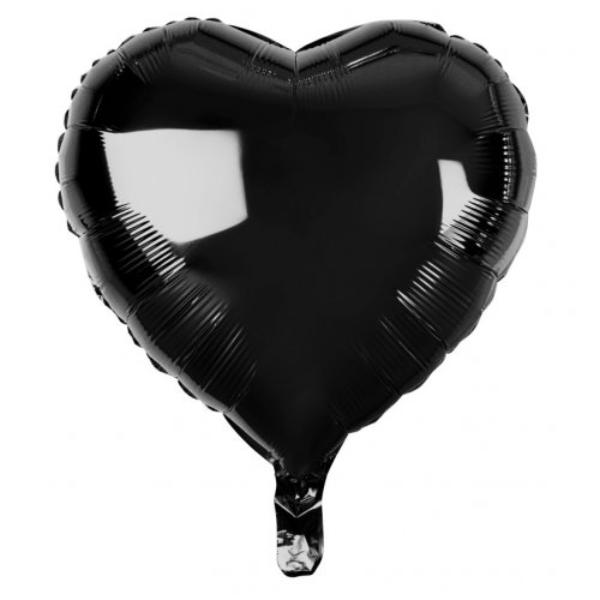 Black Decrotex Heart Foil Balloon - 1.8cm