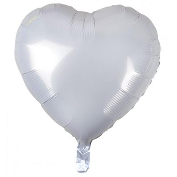 White Decrotex Heart Foil Balloon - 1.8cm