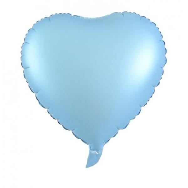 Matt Pastel Blue Decrotex Heart Foil Balloon - 1.8cm