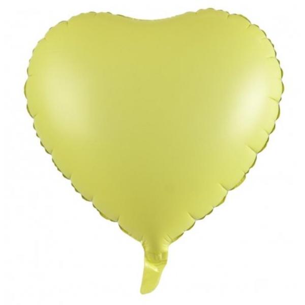 Matt Pastel Yellow Decrotex Heart Foil Balloon - 45cm