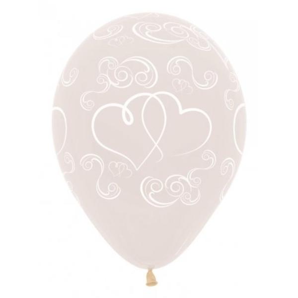 50 Pack Sempertex Crystal Crossed Hearts Balloon - 30cm