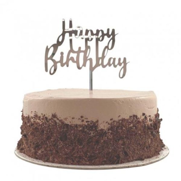 Silver Acrylic Happy Birthday Cake Topper - 0.2cm