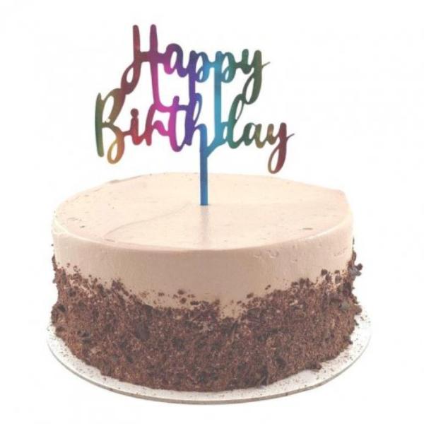 Rainbow Acrylic Happy Birthday Cake Topper - 0.2cm