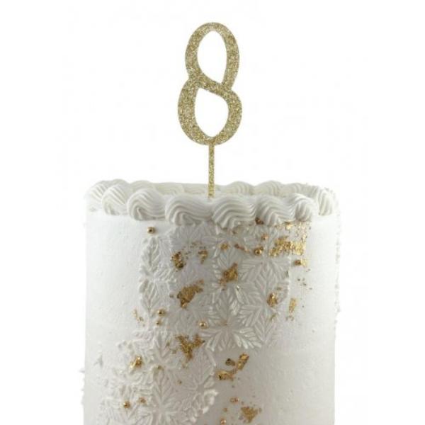 Acrylic Gold Glitter 8 Cake Topper - 0.25cm