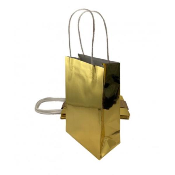 5 Pack Metallic Gold Paper Party Bags - 21.5cm x 13cm x 8cm