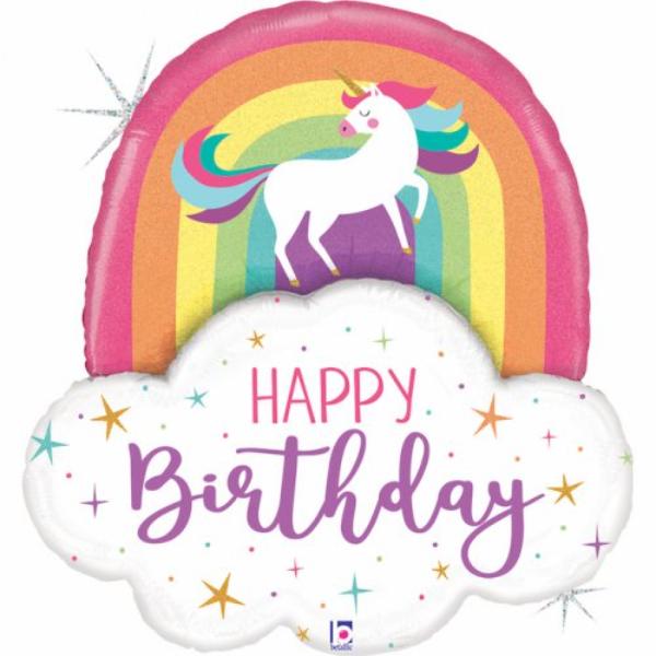 Unicorn Rainbow Shape Birthday Foil Balloon - 88cm