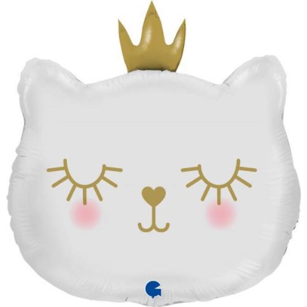 White Cat Princess Shape Foil Balloon - 66cm