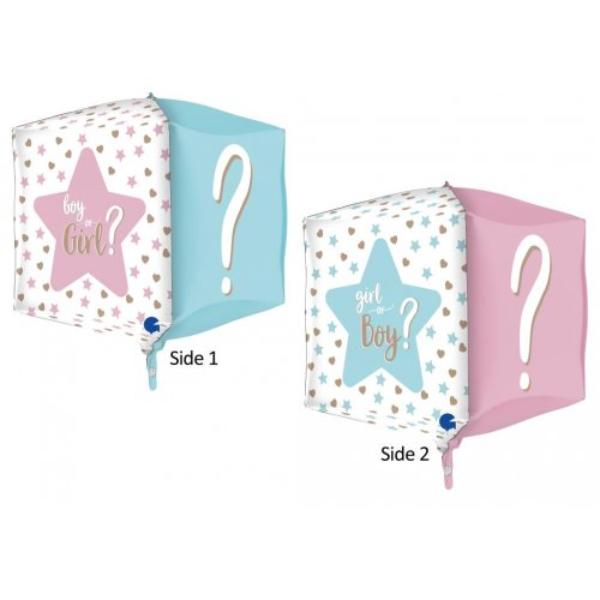 4D Globe Shape Gender Reveal Foil Balloon - 38cm