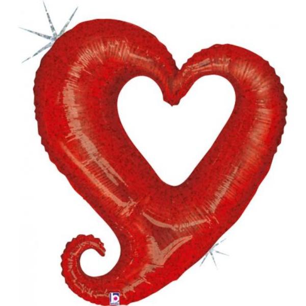 Red Holographic Chain Of Hearts Foil Balloon - 93.98cm