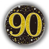 Load image into Gallery viewer, Black &amp; Gold Sparkling Fizz 90 Badge - 7.5cm
