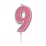 Load image into Gallery viewer, Pink Number 9 Cake Candle With Pick
