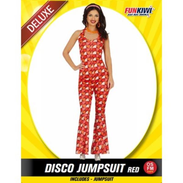 Adults Red Disco Jumpsuit Costume