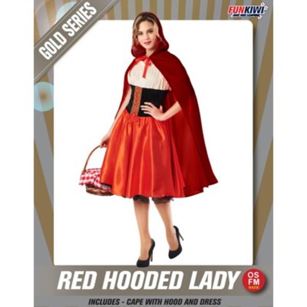 Red Hooded Lady Gold Costume