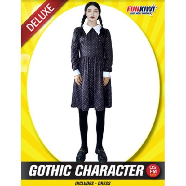 Gothic Wednesday Character Costume - OSFM