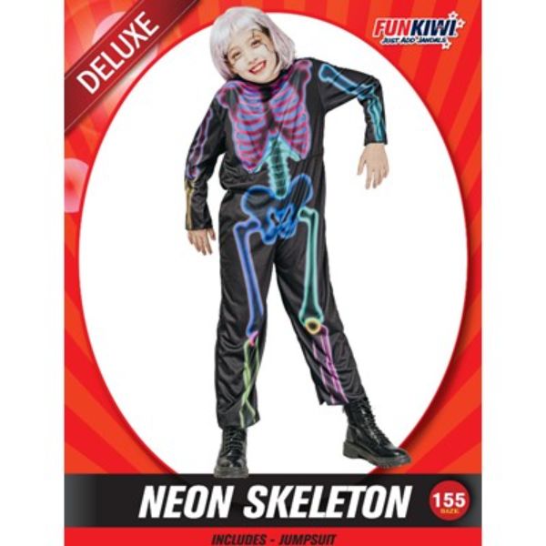 Neon Skeleton Kids Costume - 155cm