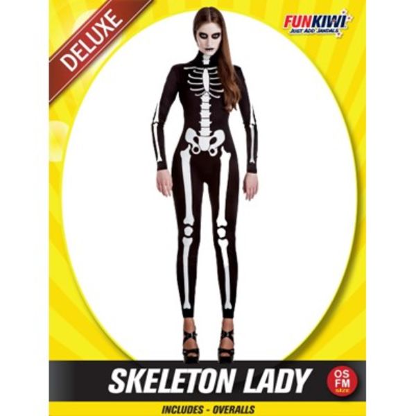 Adult Skeleton Lady Overalls Costume - OSFM