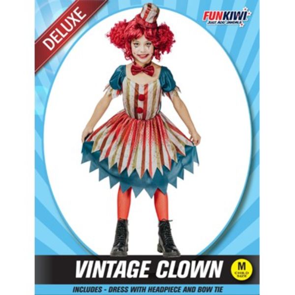 Vintage Clown Child Costume - Medium