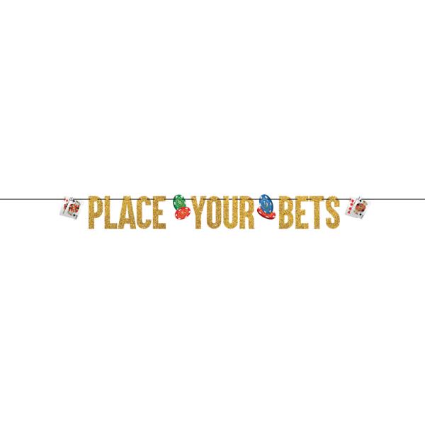 Glitter Ribbon Letter Place Your Bets Casino Banner - 20cm x 365cm