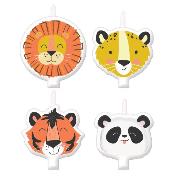 4 Pack Get Wild Jungle Candle Set - 5cm