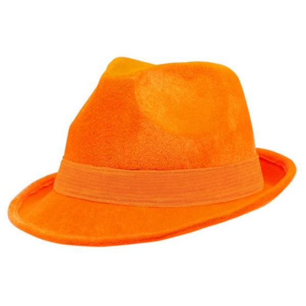 Orange Fedora Velour Hat - 12cm x 30cm
