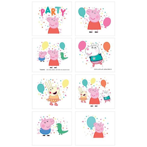 8 Pack Peppa Pig Confetti Party Tattoos