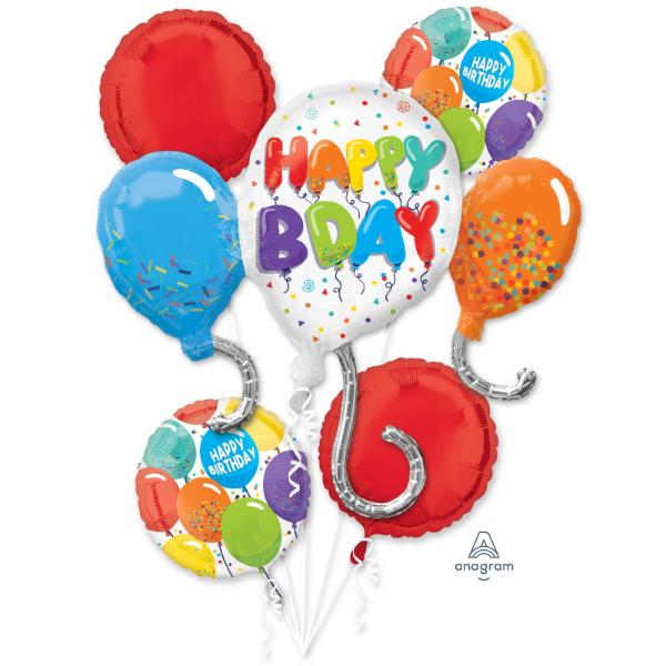 5 Pack Happy Birthday Celebration Foil Balloon Bouquet