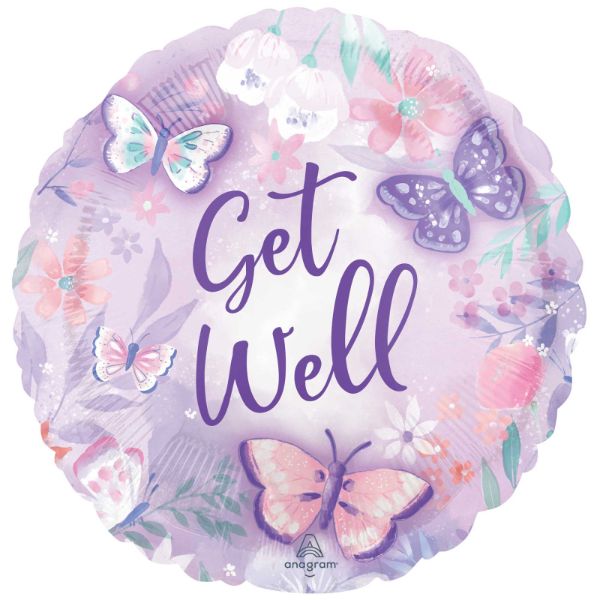 Get Well Flutters Butterflies Foil Balloon - 45cm