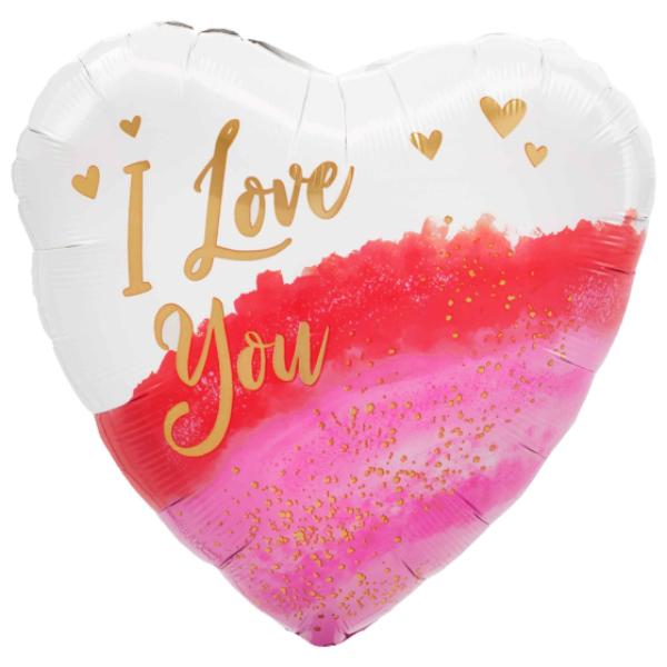 Jumbo Watercolour Love Heart Shape Foil Balloon - 71cm