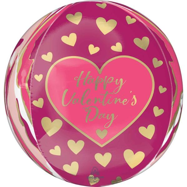 Round Marble Valentines Day Orbz Balloon - 38cm x 40cm