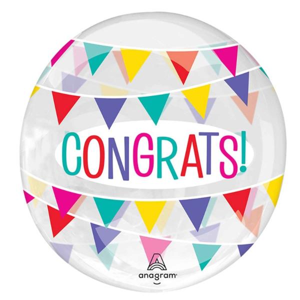 Printed Clearz Congrats Banner Balloon - 45cm