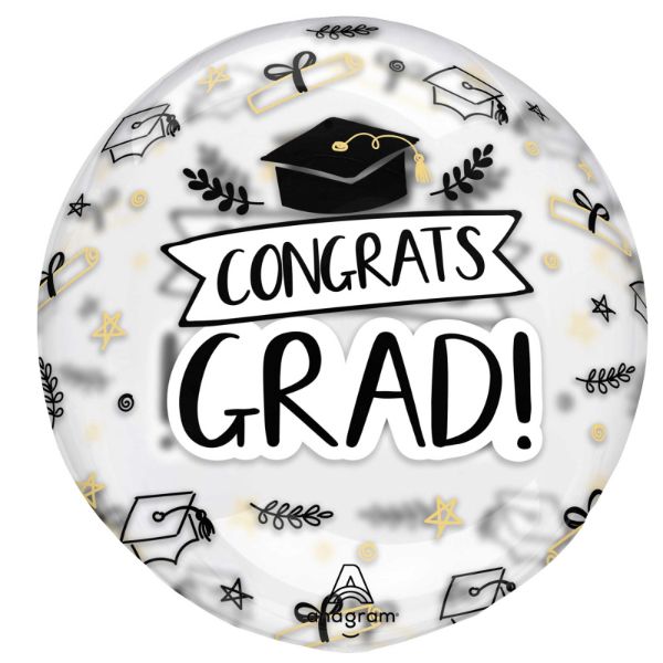 Clear Printed Congrats Grad Balloon - 45cm