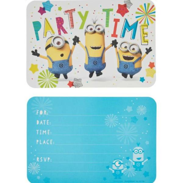 8 Pack Despicable Party Time Minions Postcard Invitations