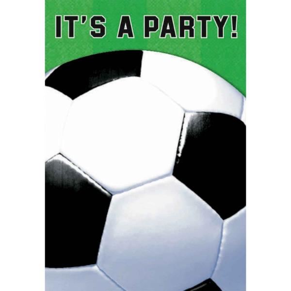 8 Pack Soccer Fan Folded Invitations - 15cm