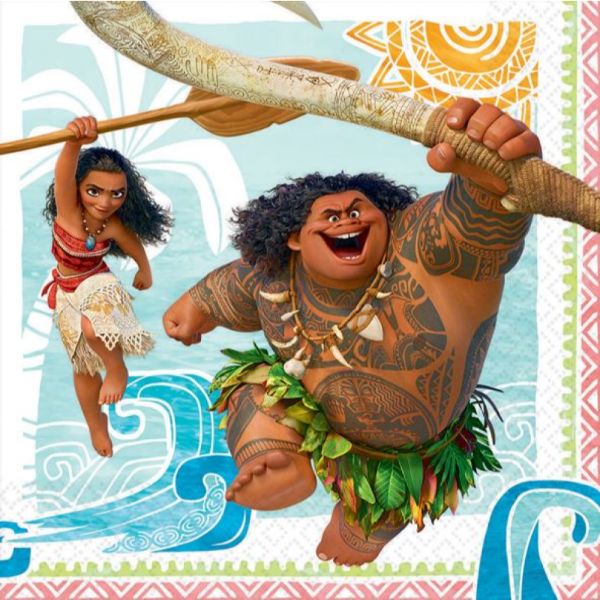 16 Pack Moana Lunch Napkins - 33cm x 33cm