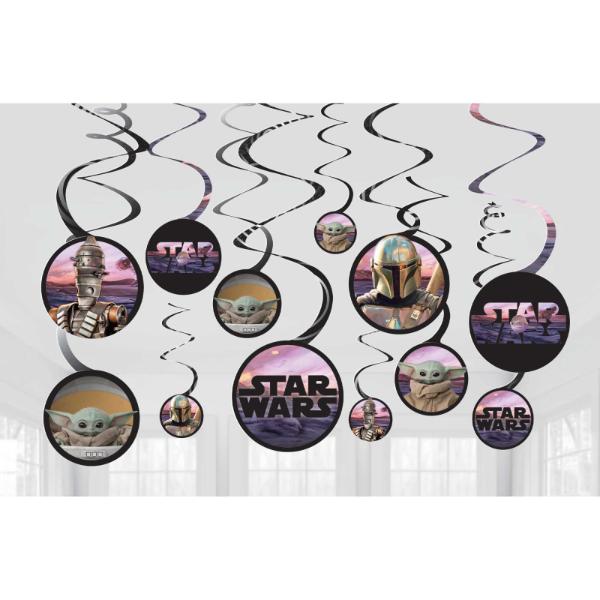 12 Pack The Mandalorian Star Wars Spiral Swirl Decorations Value Pack - 12cm