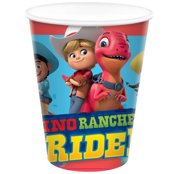 8 Pack Dino Ranch Paper Cups - 266ml
