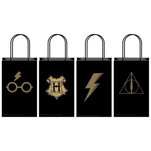 8 Pack Harry Potter Assorted Kraft Bags - 13.2cm x 21.3cm x 8.3cm