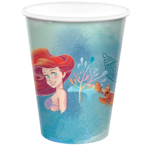 8 Pack The Little Mermaid Paper Cups - 266ml