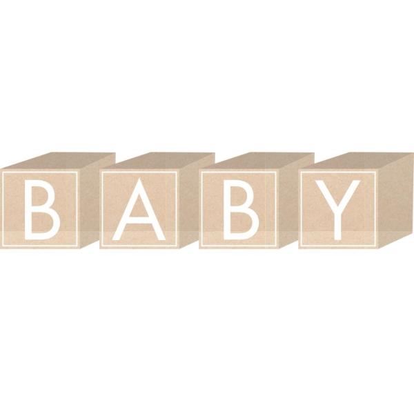 4 Pack Ready To Pop MDF Baby Block Favors - 5cm