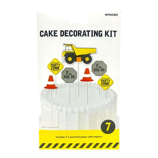 7 Pack Construction Cake Decorating Kit