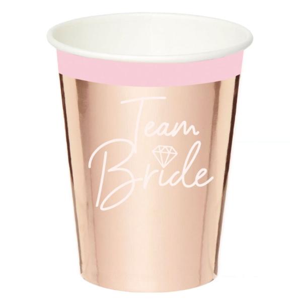 8 Pack Team Bride Paper Cups - 250ml