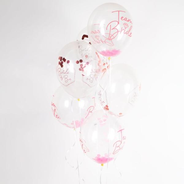6 Pack Team Bride With Confetti Latex Balloons - 30cm