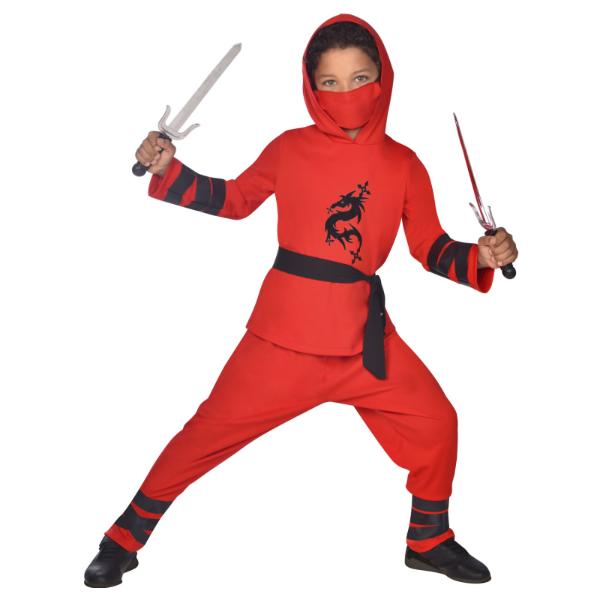 Red Ninja Warrior Kids Costume - 8 - 10 Years