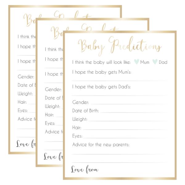 8 Pack Ready To Pop Baby Predictions Game Sheets