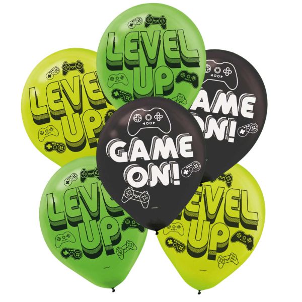 6 Pack Level Up Game On Latex Balloons - 30cm